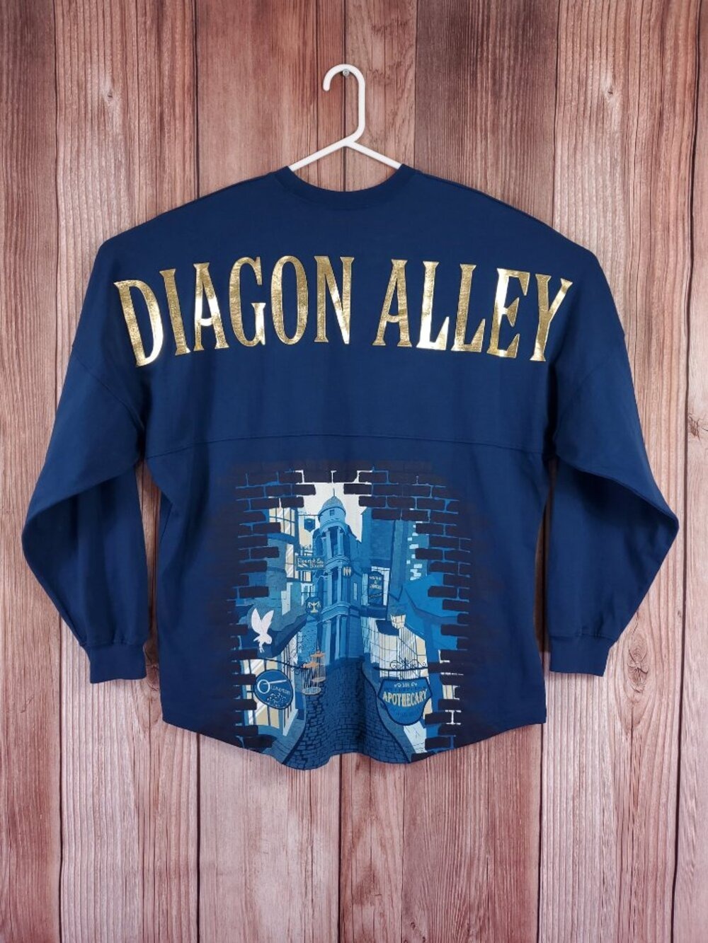 Harry Potter Wizarding World Spirit Jersey Shirt Large Navy Gold Diagon Alley